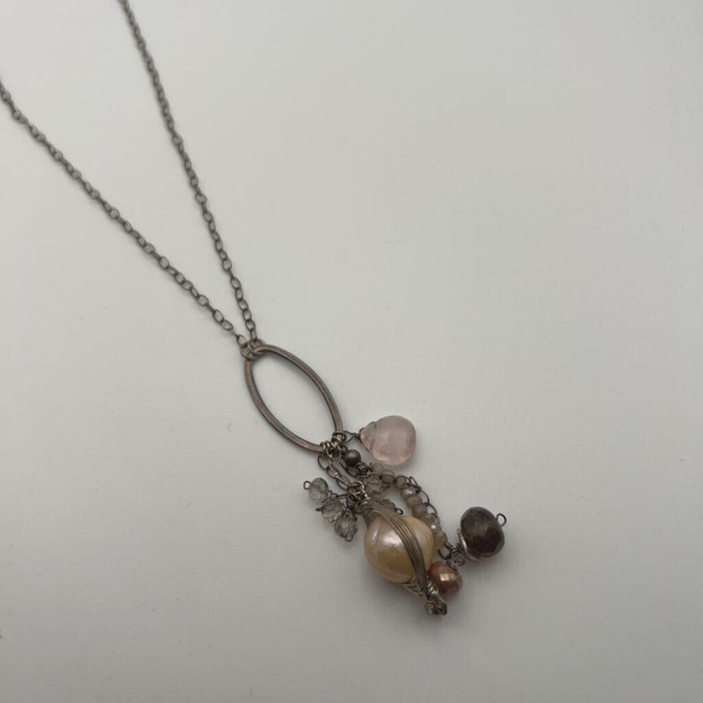 Anne Vaughan Gold/ Multi Beaded Pendant Necklace