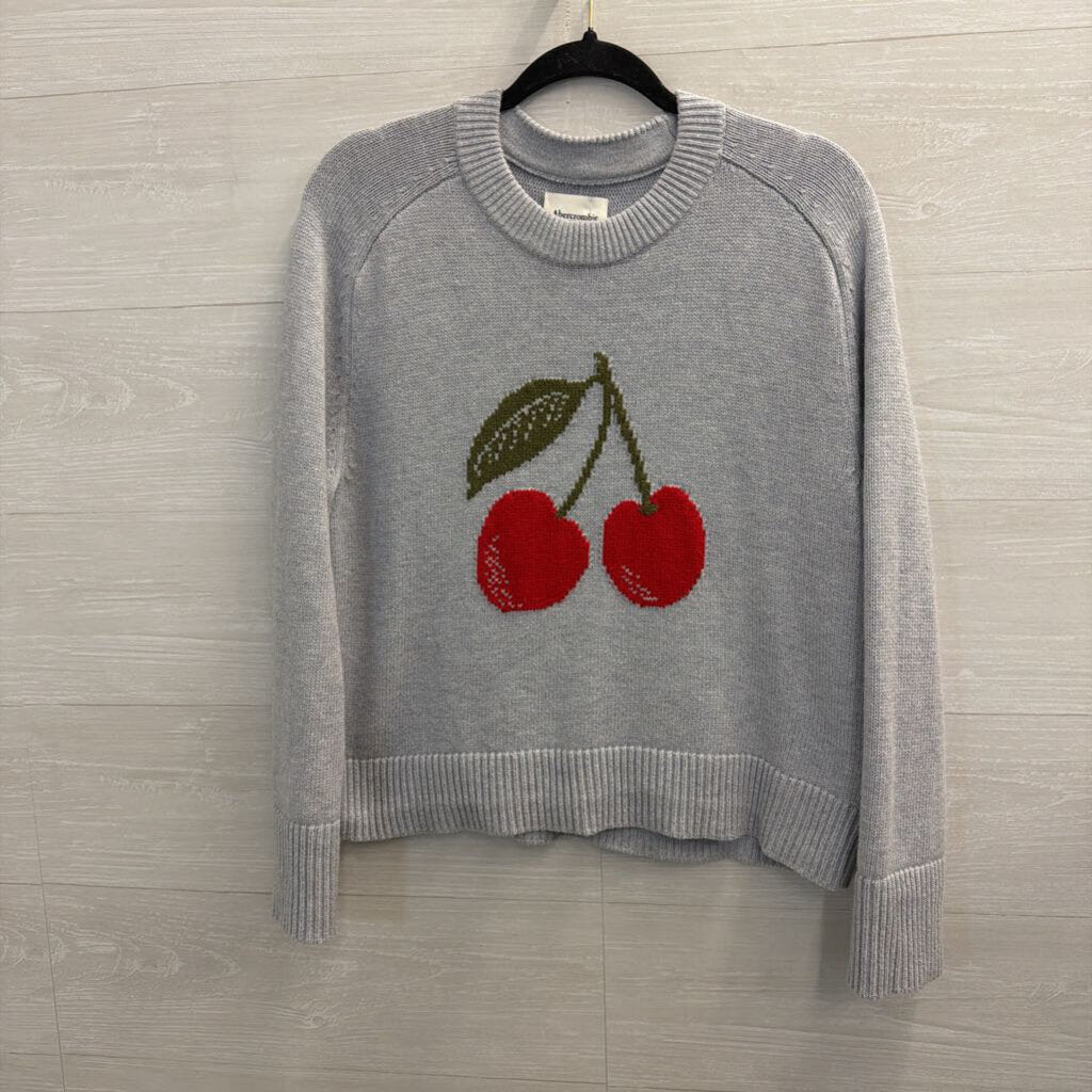 Abercrombie and Fitch Grey/ Red Knit Cherry Sweater Top Small