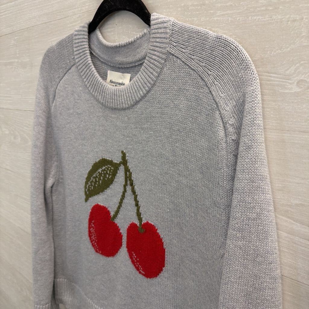 Abercrombie and Fitch Grey/ Red Knit Cherry Sweater Top Small