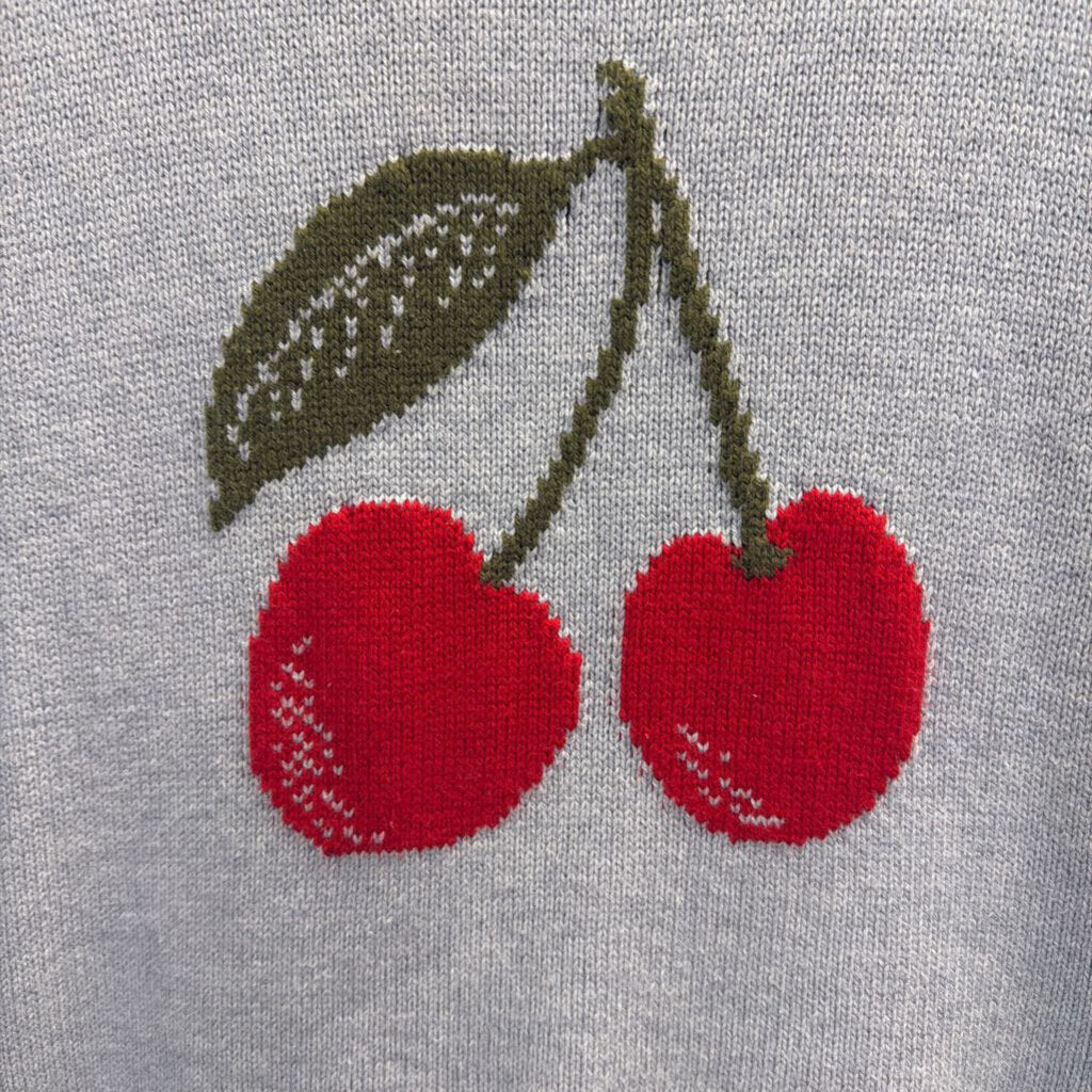 Abercrombie and Fitch Grey/ Red Knit Cherry Sweater Top Small