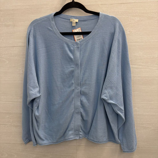 J Jill Blue Snap Front Long Sleeve Top 2X