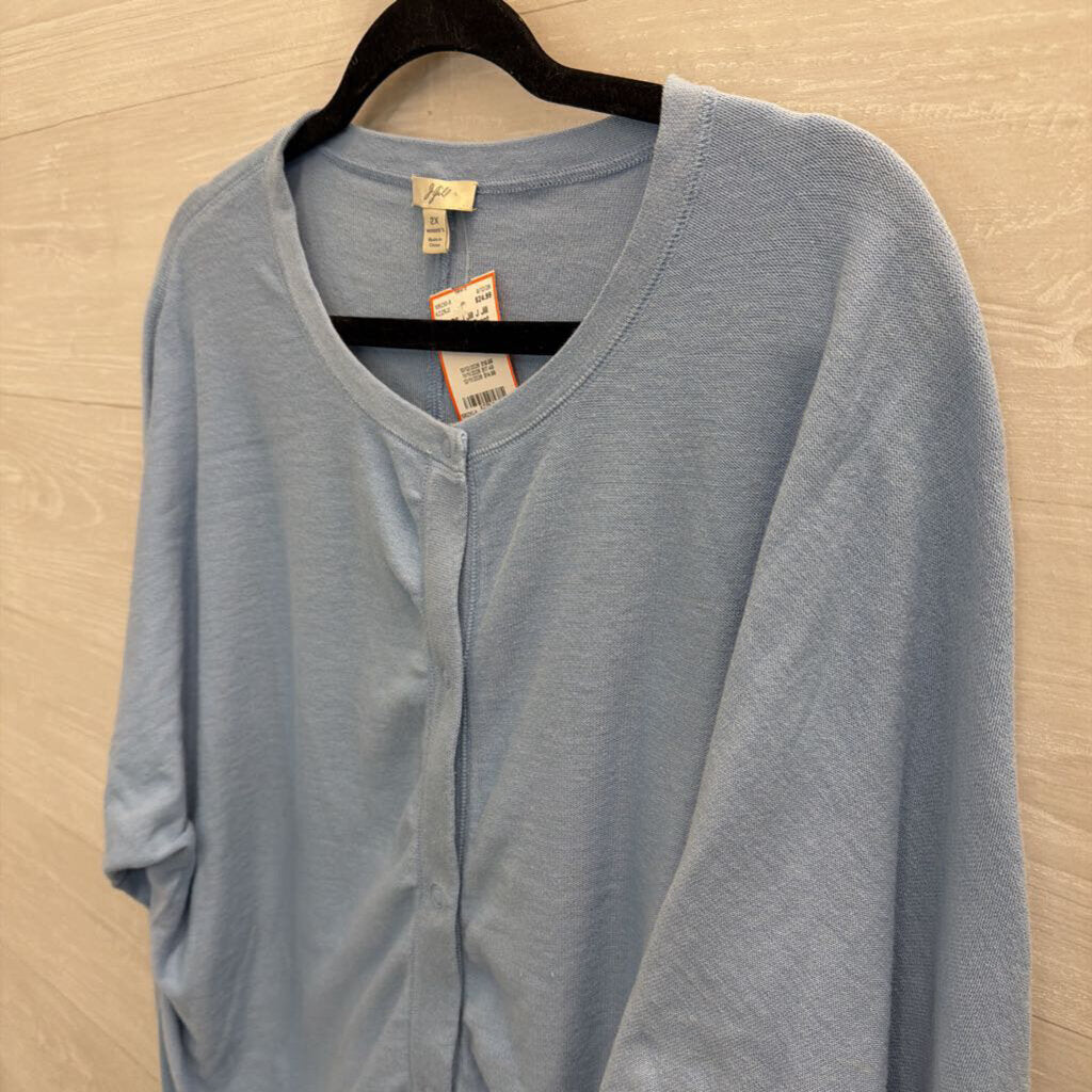 J Jill Blue Snap Front Long Sleeve Top 2X