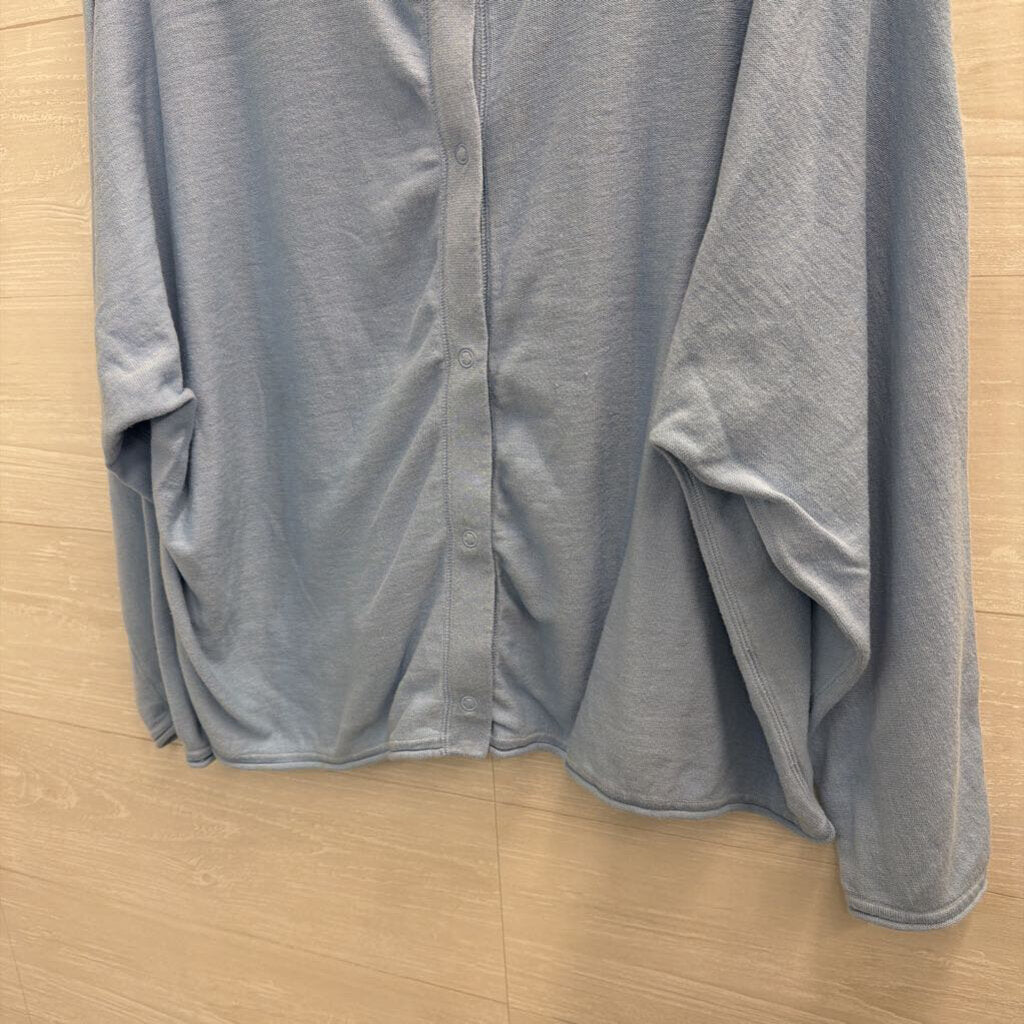 J Jill Blue Snap Front Long Sleeve Top 2X