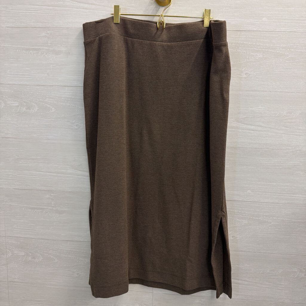 J Jill Brown Knit Long Sleeve Top/ Skirt Set 2X/ XL