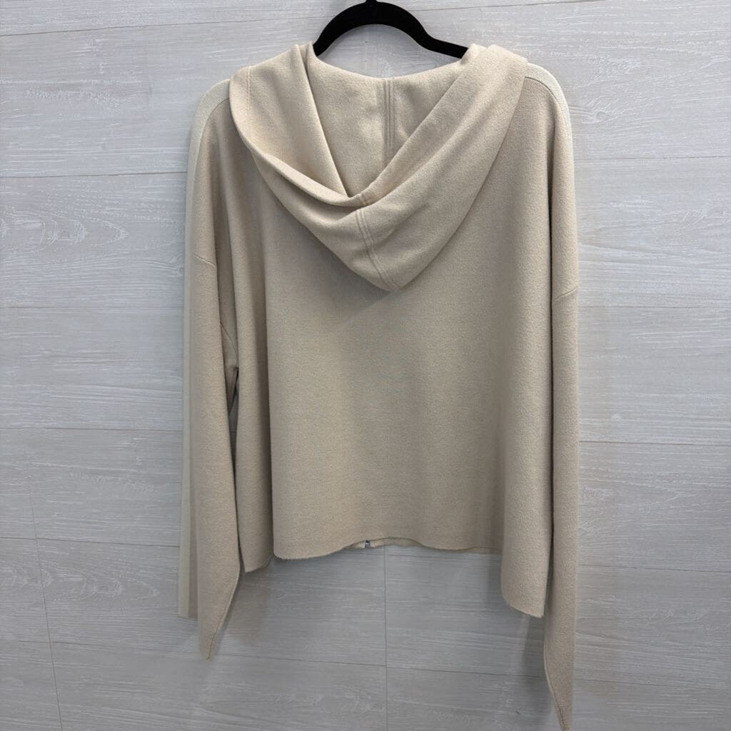 Haven Well Within Beige/ Cream Knit Zip Up Hooded Top/ Wide Leg Pull On Pants Set XXL