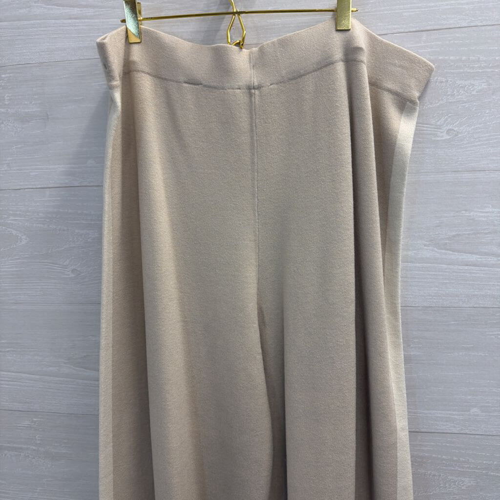 Haven Well Within Beige/ Cream Knit Zip Up Hooded Top/ Wide Leg Pull On Pants Set XXL