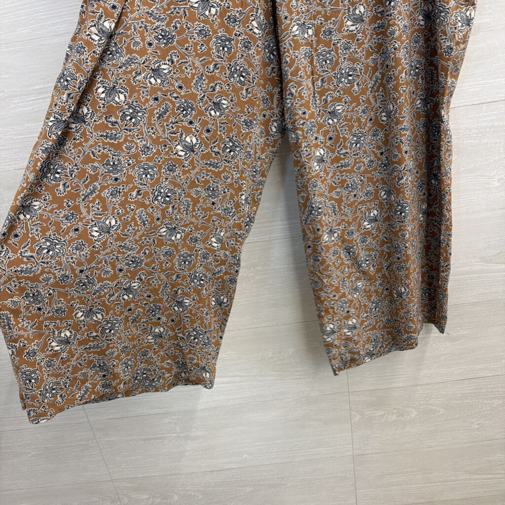 J Jill Brown/ Blue Print Short Sleeve Top/ Wide Leg Pants Set 2X