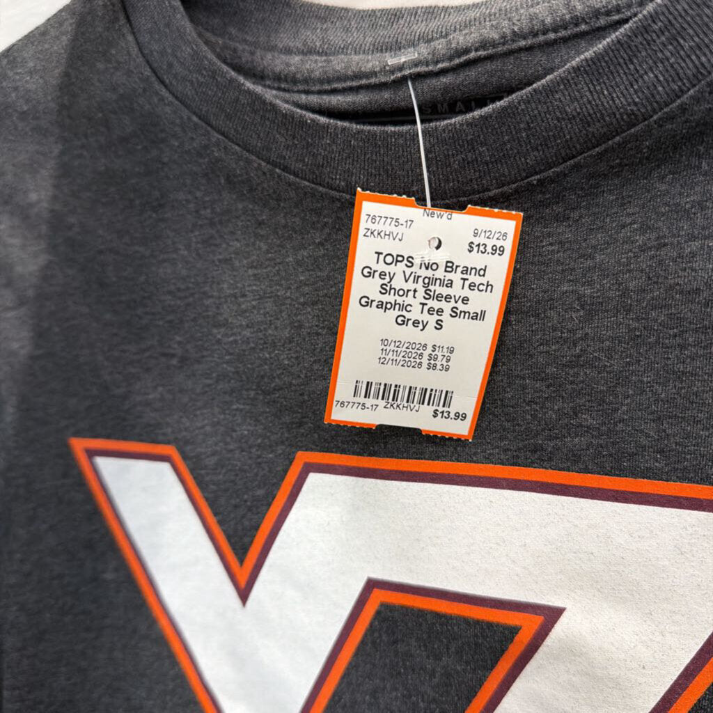 Grey Virginia Tech Short Sleeve Graphic Tee Small