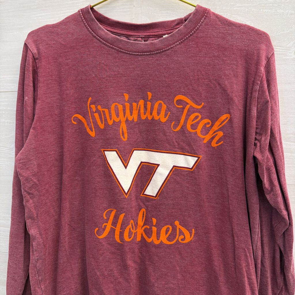 Pressbox Burgundy/ Orange Virginia Tech Long Sleeve Graphic Tee Small
