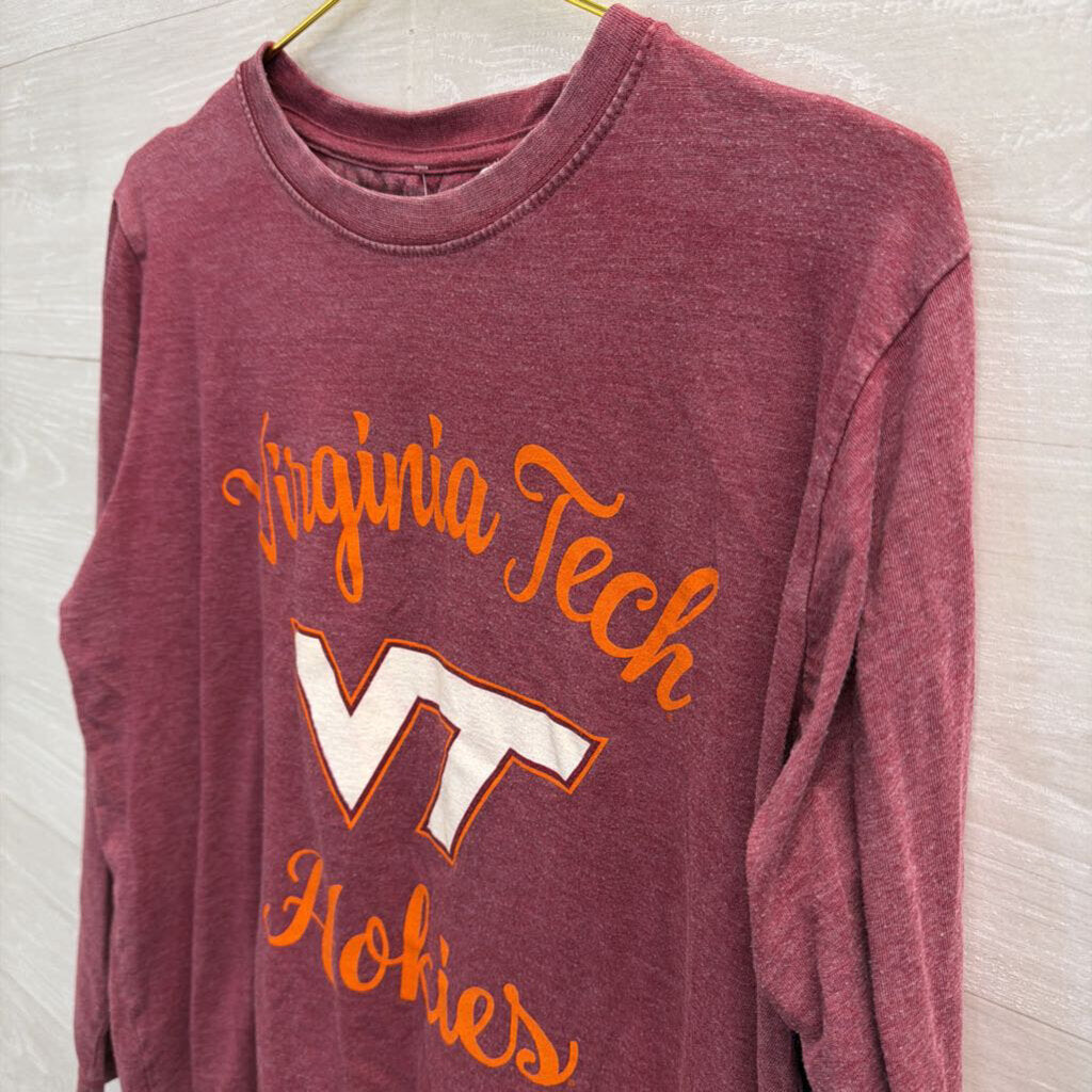 Pressbox Burgundy/ Orange Virginia Tech Long Sleeve Graphic Tee Small