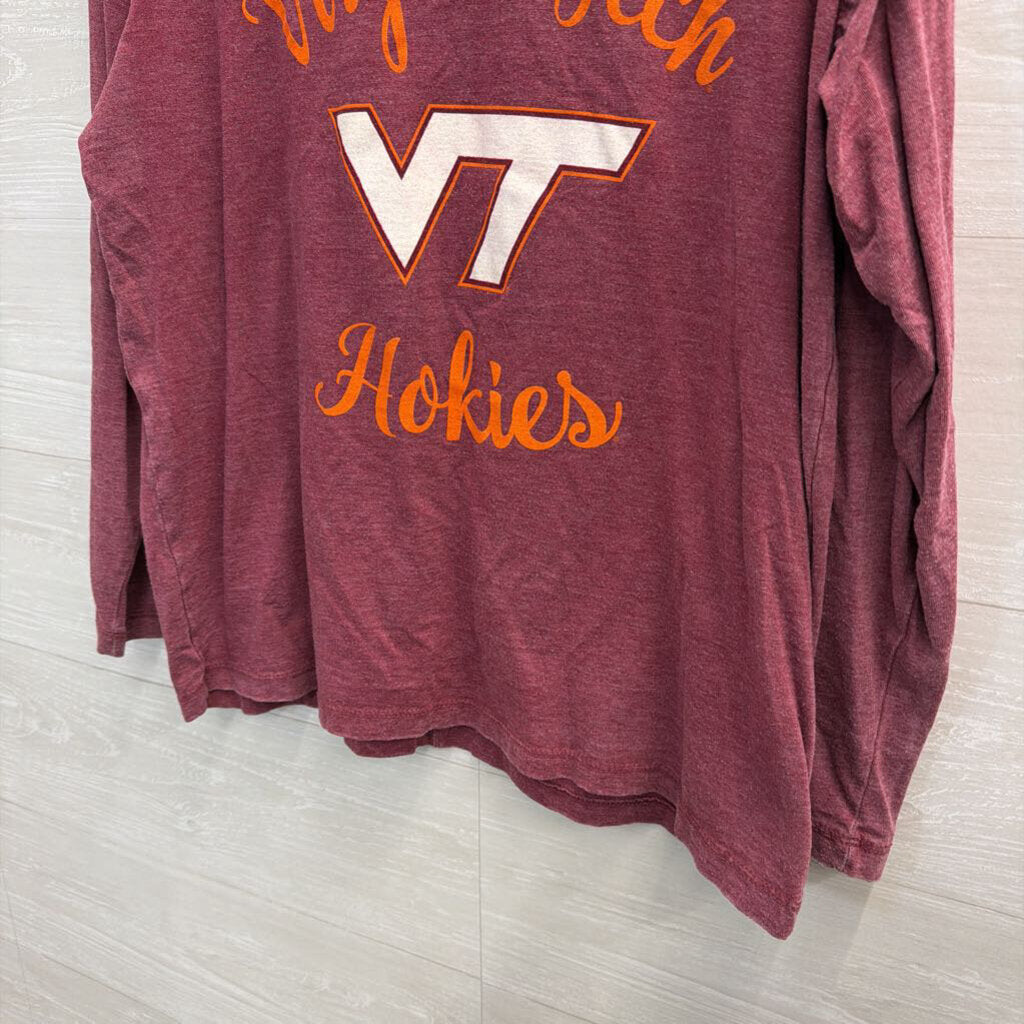 Pressbox Burgundy/ Orange Virginia Tech Long Sleeve Graphic Tee Small