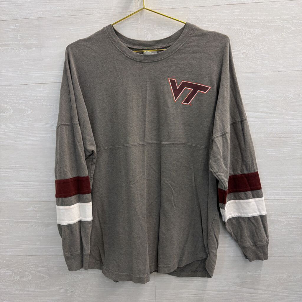 Knights Apparel Grey Virginia Tech Long Sleeve Graphic Tee Medium