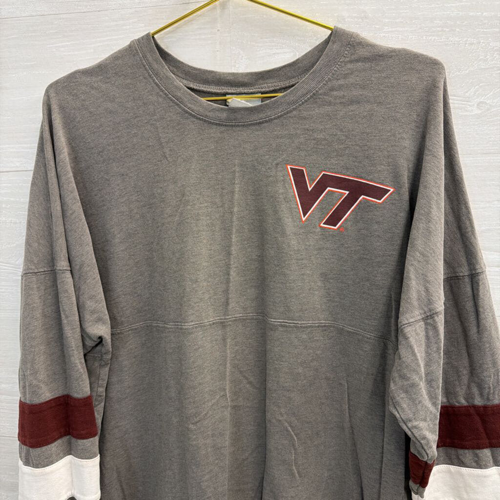 Knights Apparel Grey Virginia Tech Long Sleeve Graphic Tee Medium