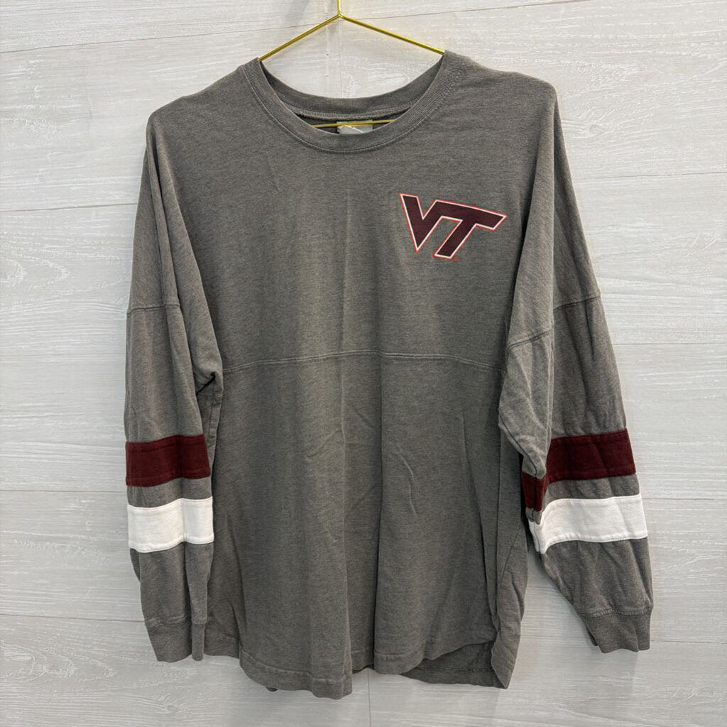Knights Apparel Grey Virginia Tech Long Sleeve Graphic Tee Medium