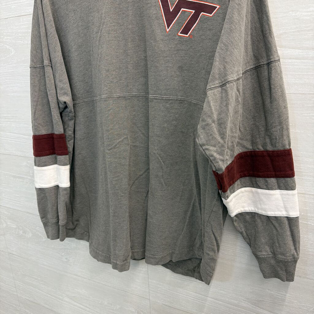 Knights Apparel Grey Virginia Tech Long Sleeve Graphic Tee Medium