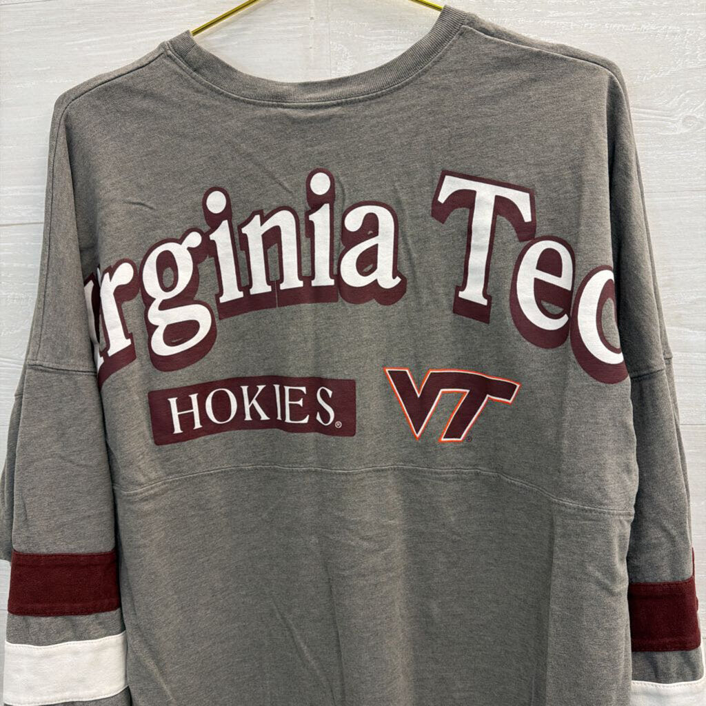 Knights Apparel Grey Virginia Tech Long Sleeve Graphic Tee Medium