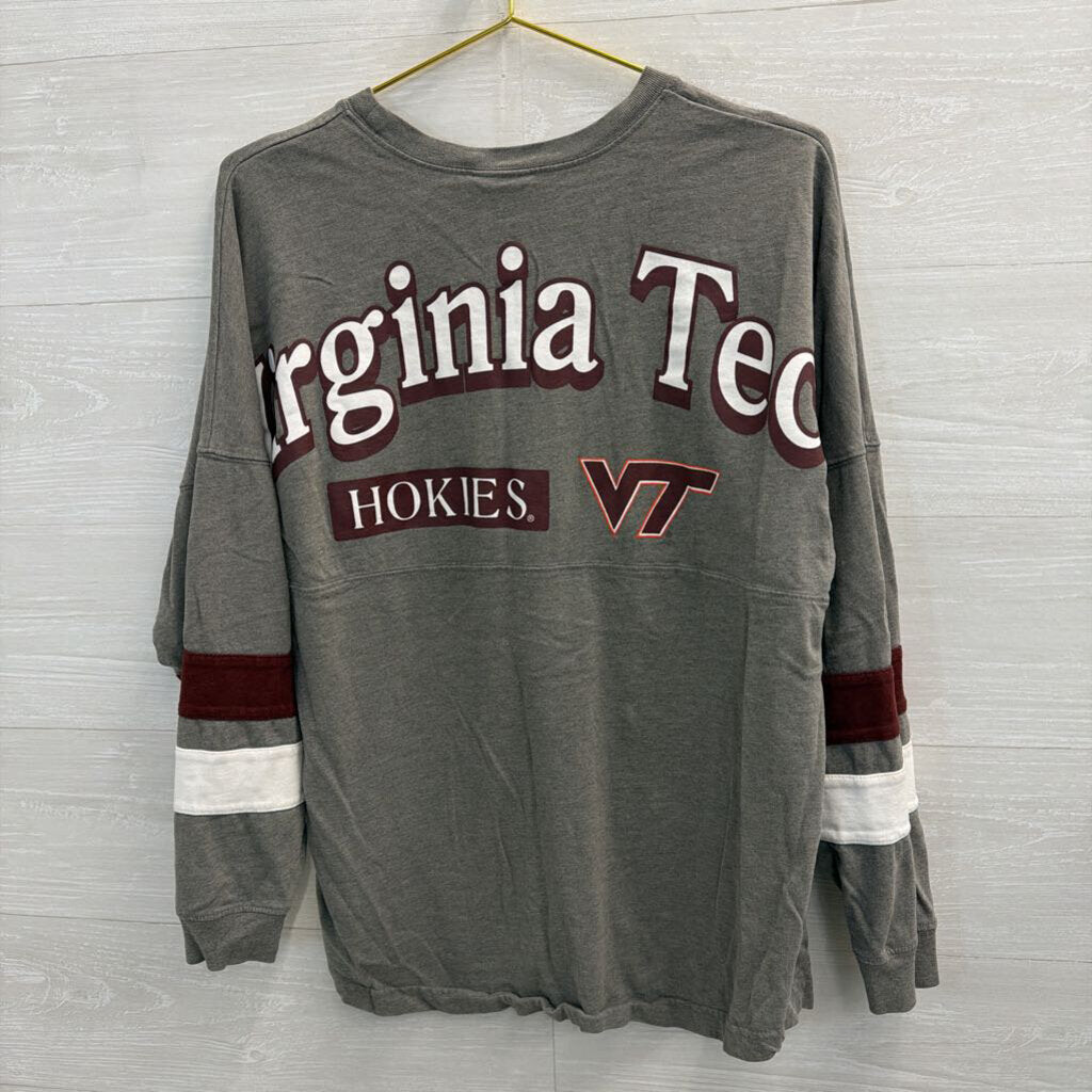 Knights Apparel Grey Virginia Tech Long Sleeve Graphic Tee Medium