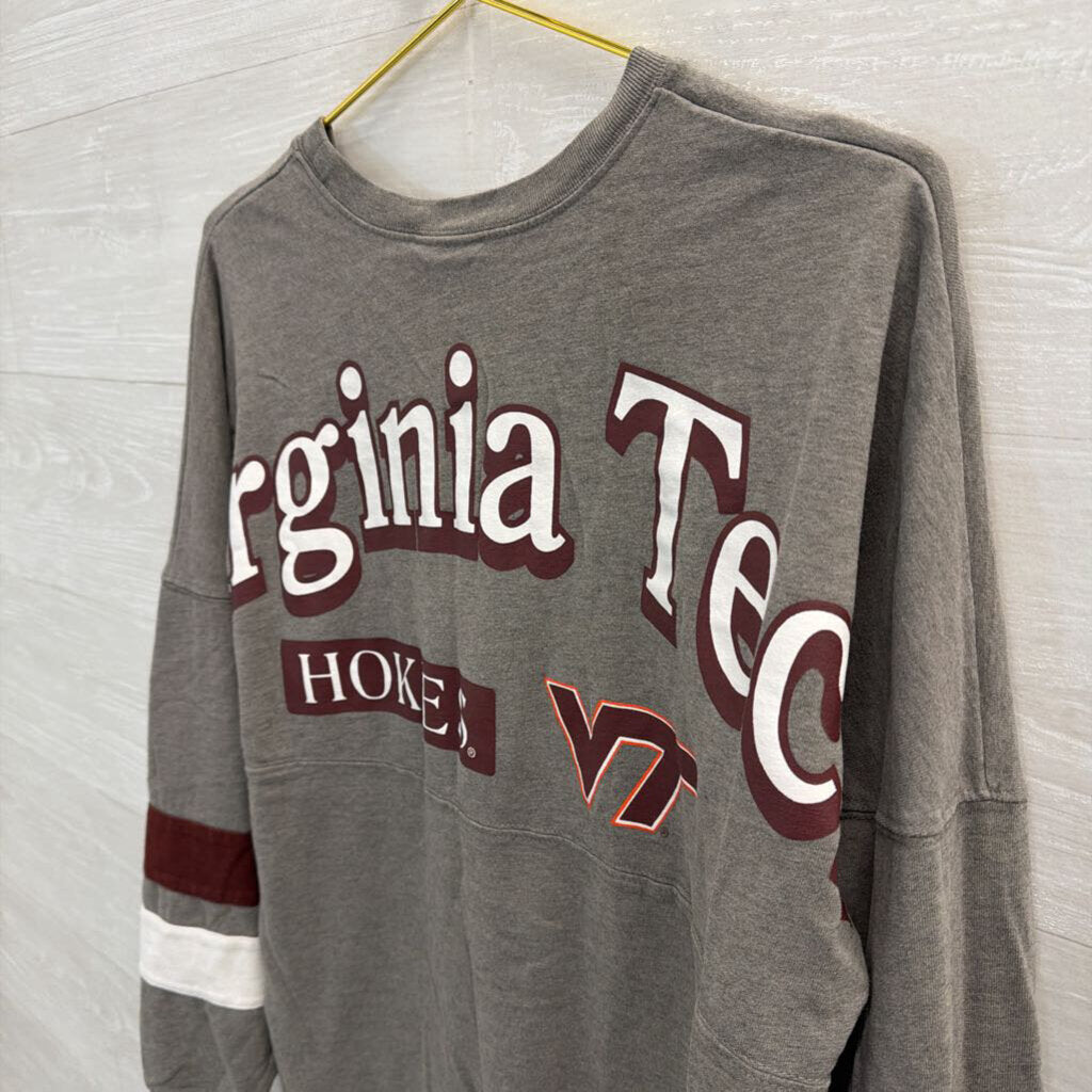 Knights Apparel Grey Virginia Tech Long Sleeve Graphic Tee Medium