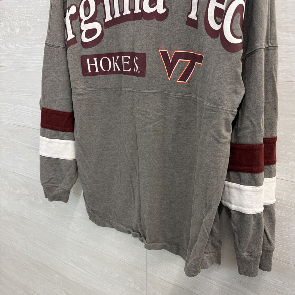Knights Apparel Grey Virginia Tech Long Sleeve Graphic Tee Medium