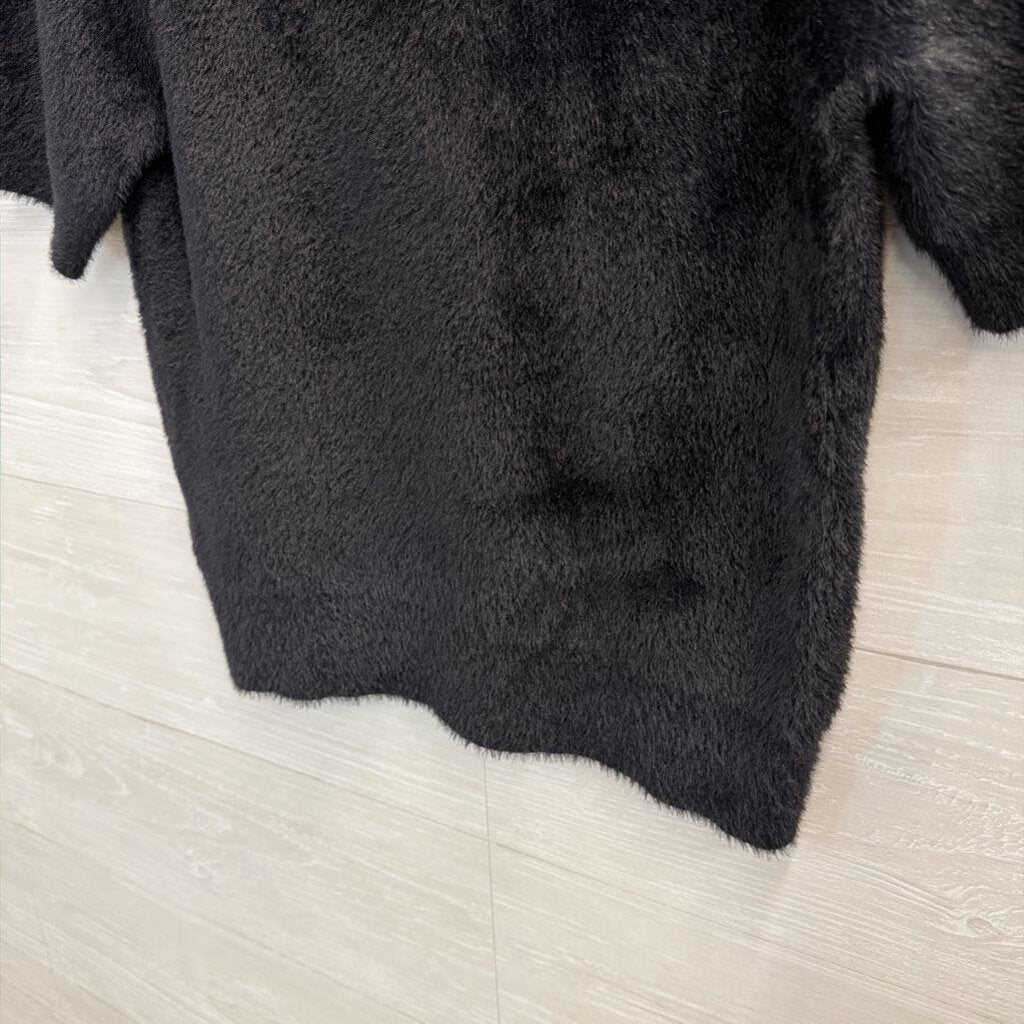 Another Love Black Soft Fuzzy Short Sleeve Top Medium