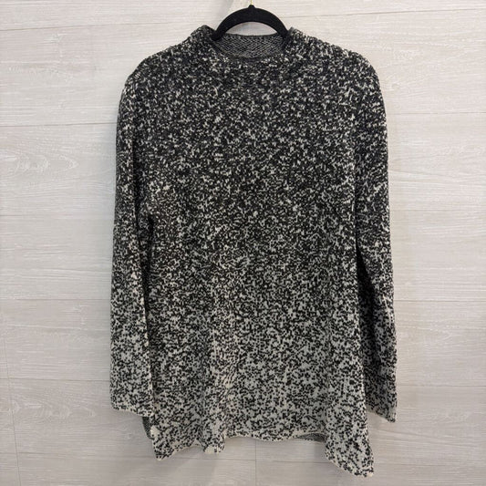 Pure Jill Grey/ White Knit Mock Neck Sweater Medium Petite