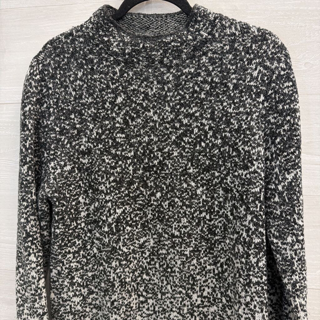 Pure Jill Grey/ White Knit Mock Neck Sweater Medium Petite