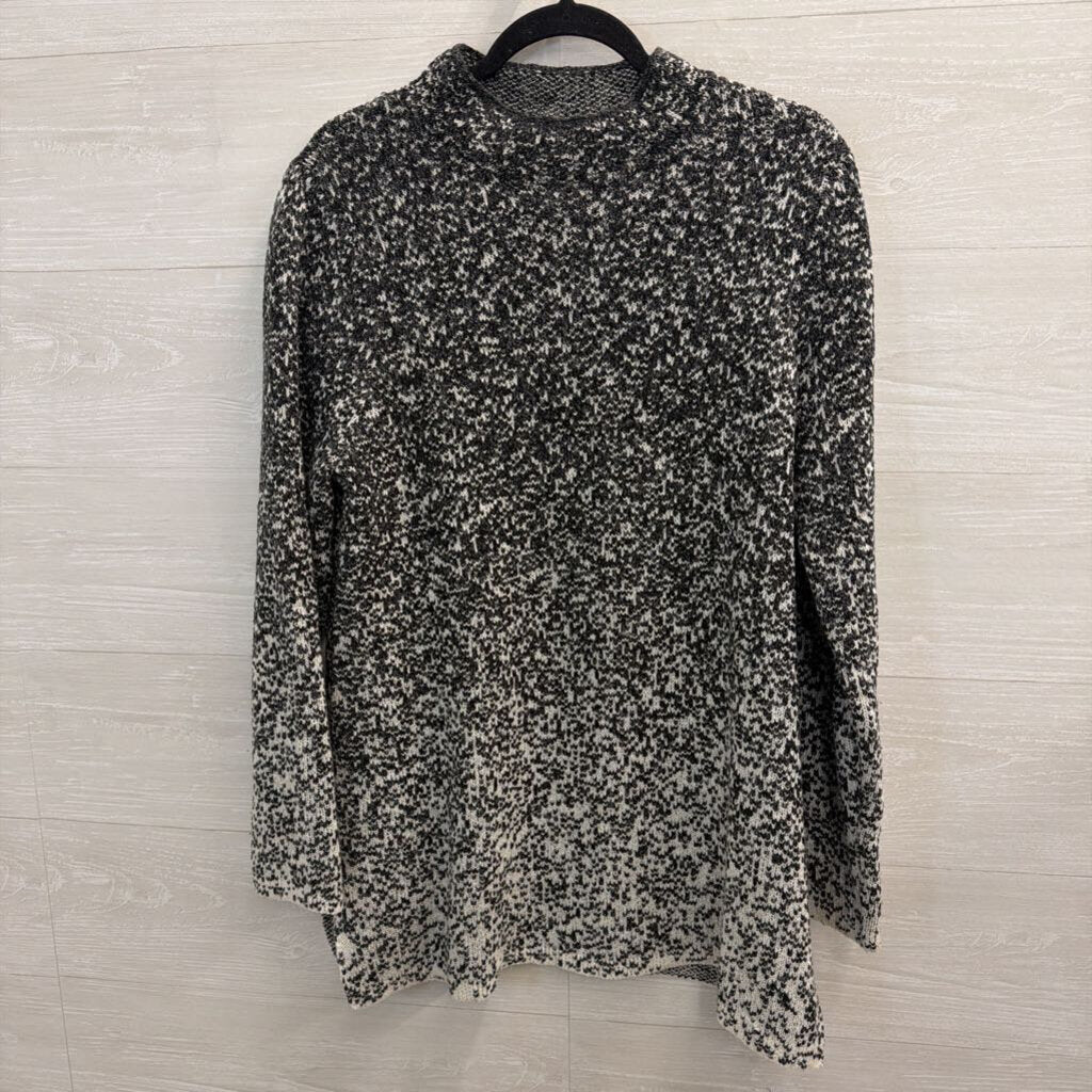 Pure Jill Grey/ White Knit Mock Neck Sweater Medium Petite