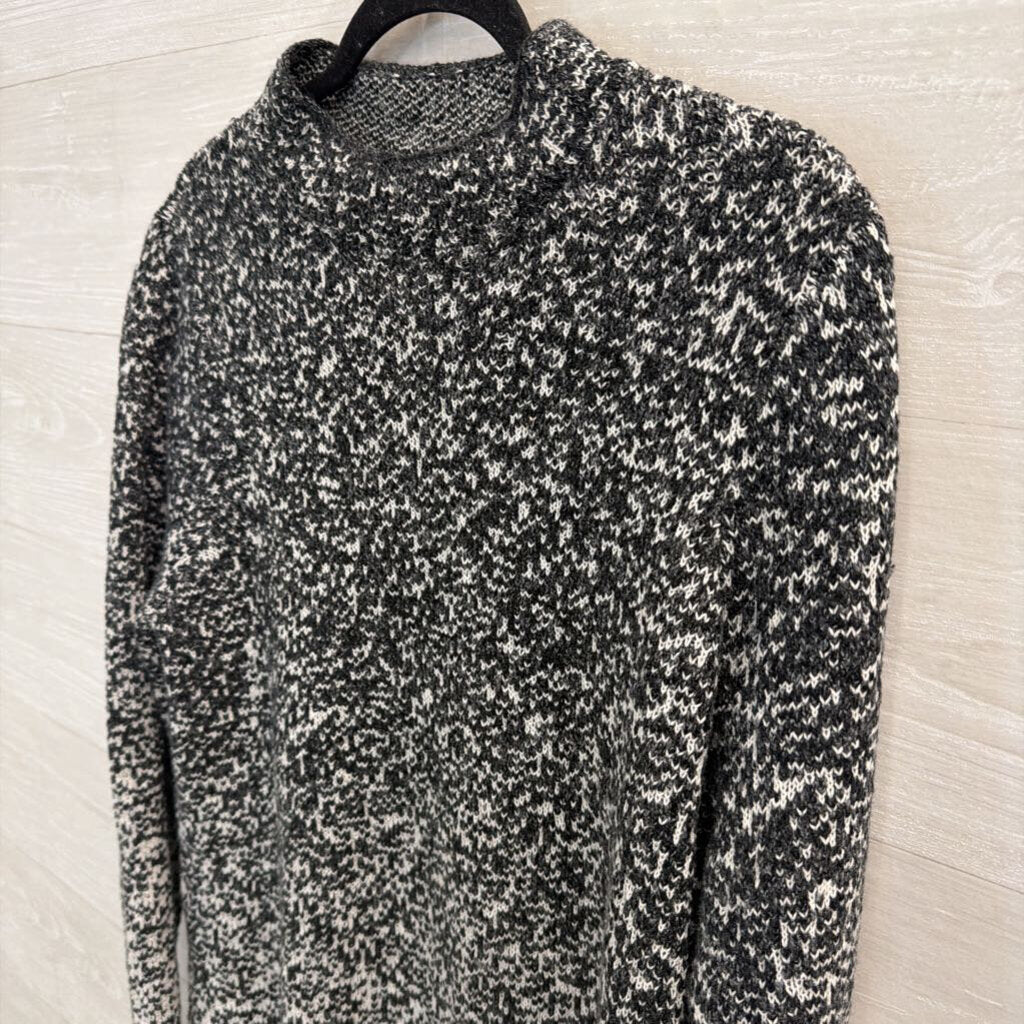 Pure Jill Grey/ White Knit Mock Neck Sweater Medium Petite
