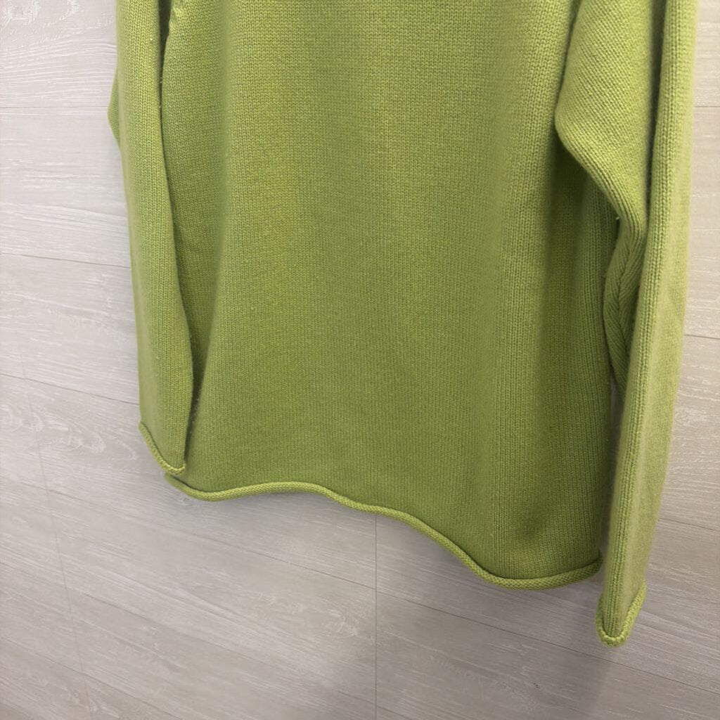 J Crew 100% Cashmere Green Knit Mock Neck Sweater Small