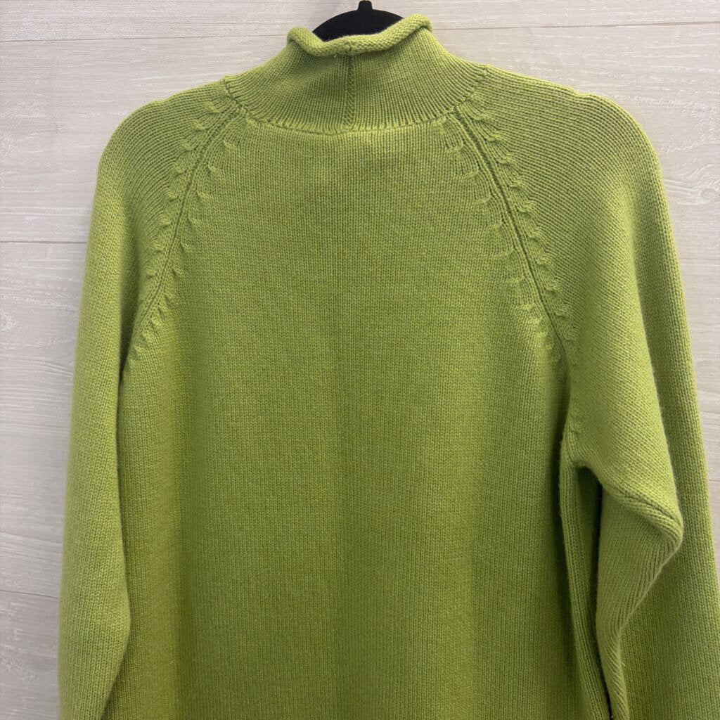 J Crew 100% Cashmere Green Knit Mock Neck Sweater Small