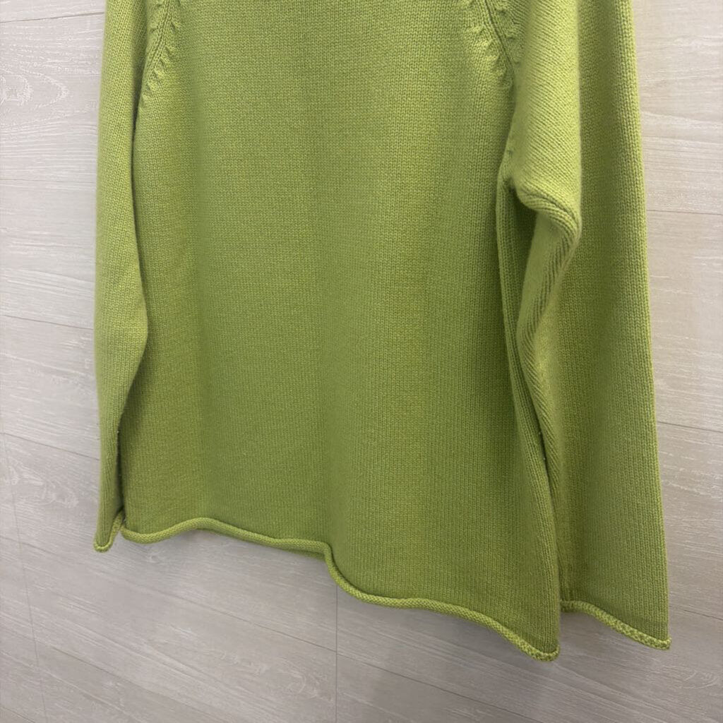 J Crew 100% Cashmere Green Knit Mock Neck Sweater Small