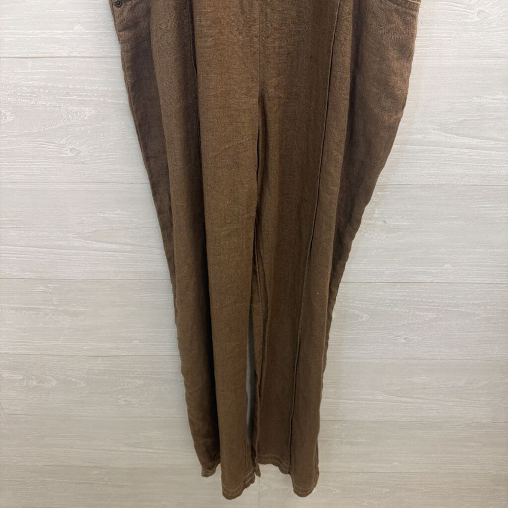 The Territory Ahead Brown 100% Linen Overalls Medium