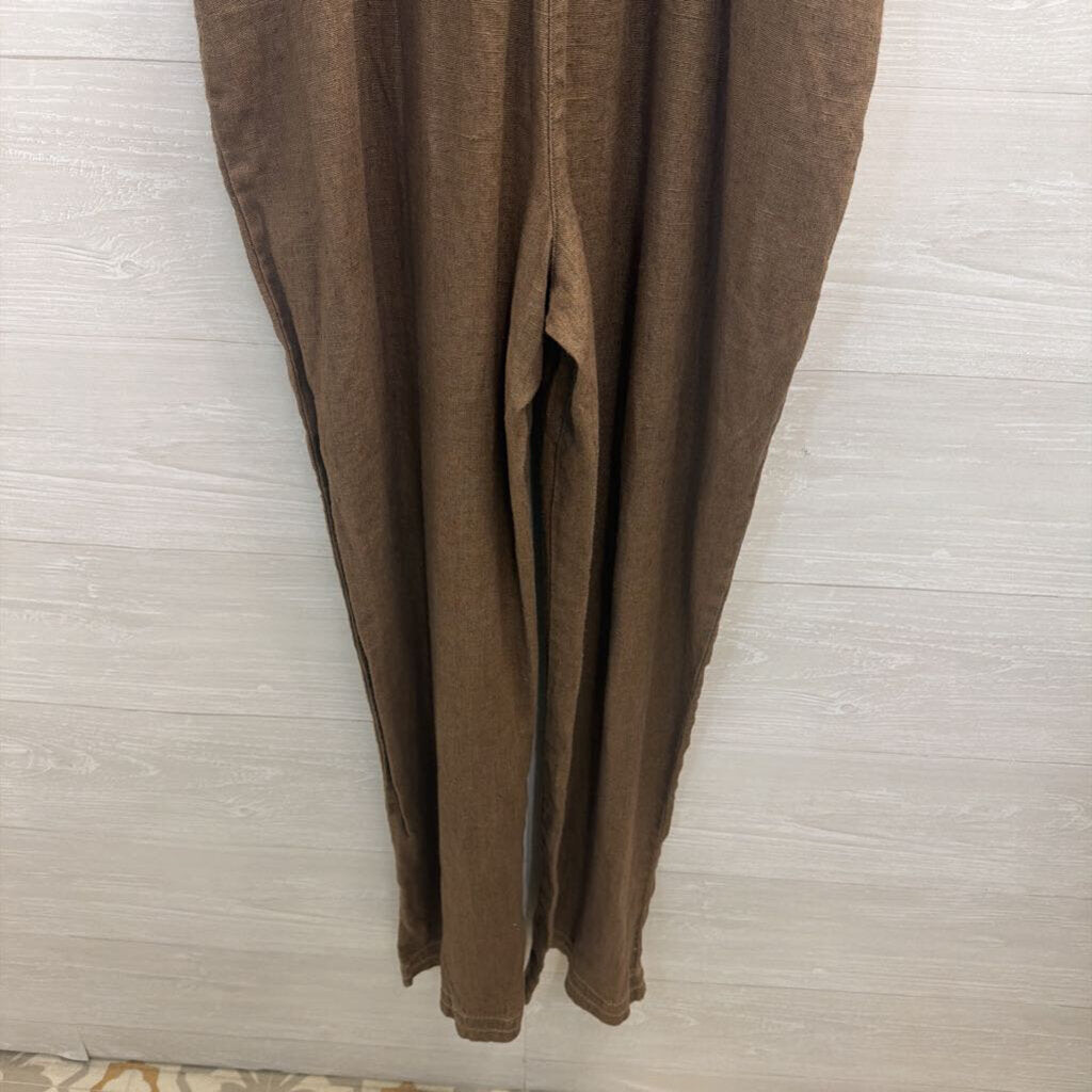 The Territory Ahead Brown 100% Linen Overalls Medium