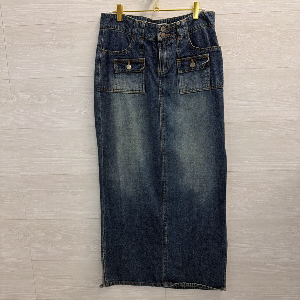 Paris Blues Dark Wash Denim Maxi Skirt 7