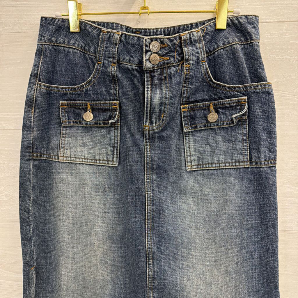 Paris Blues Dark Wash Denim Maxi Skirt 7