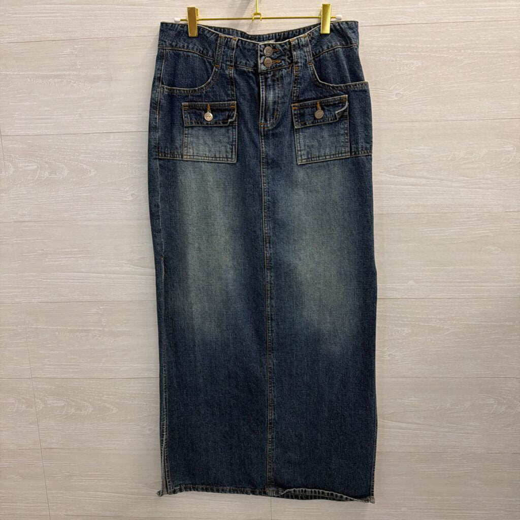 Paris Blues Dark Wash Denim Maxi Skirt 7
