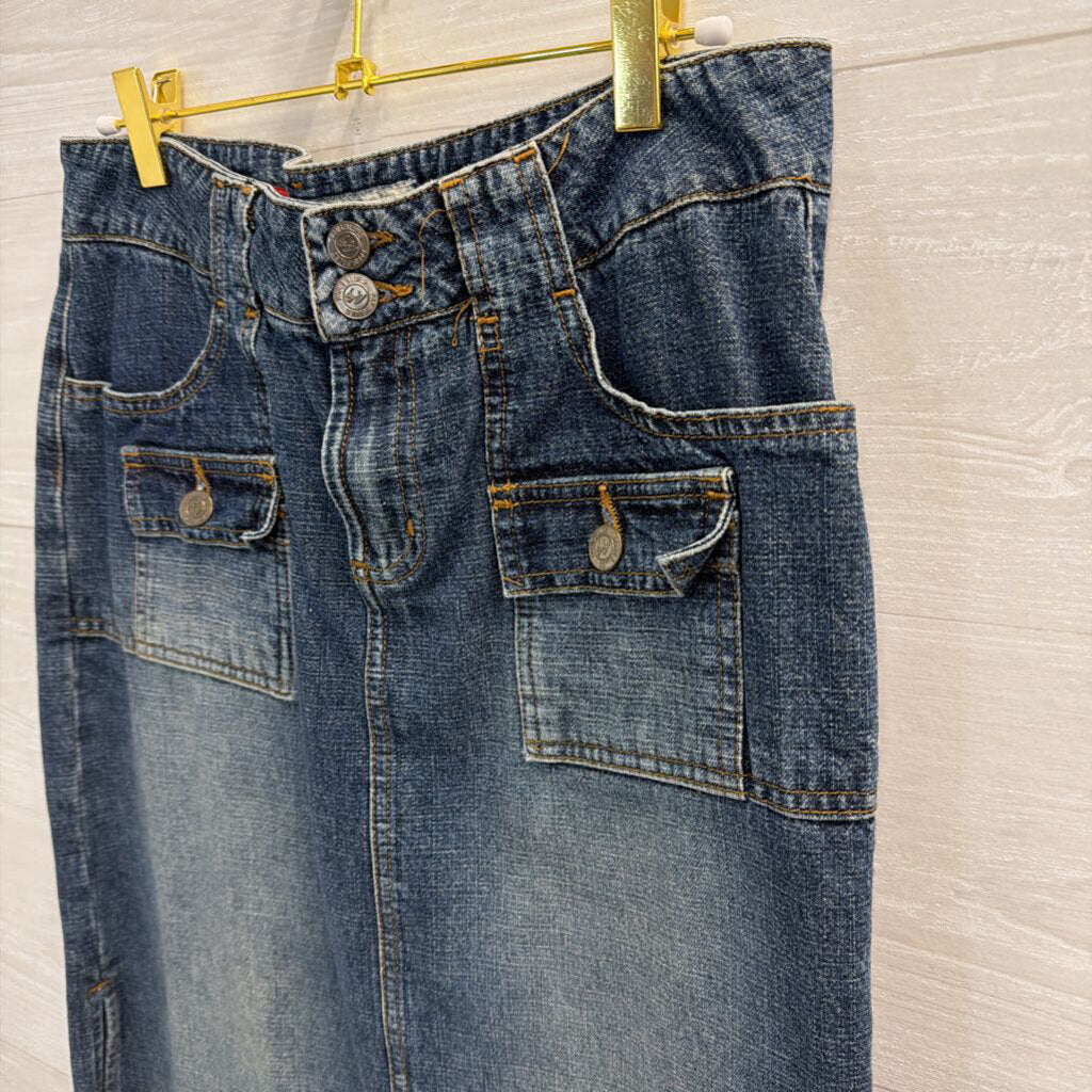 Paris Blues Dark Wash Denim Maxi Skirt 7