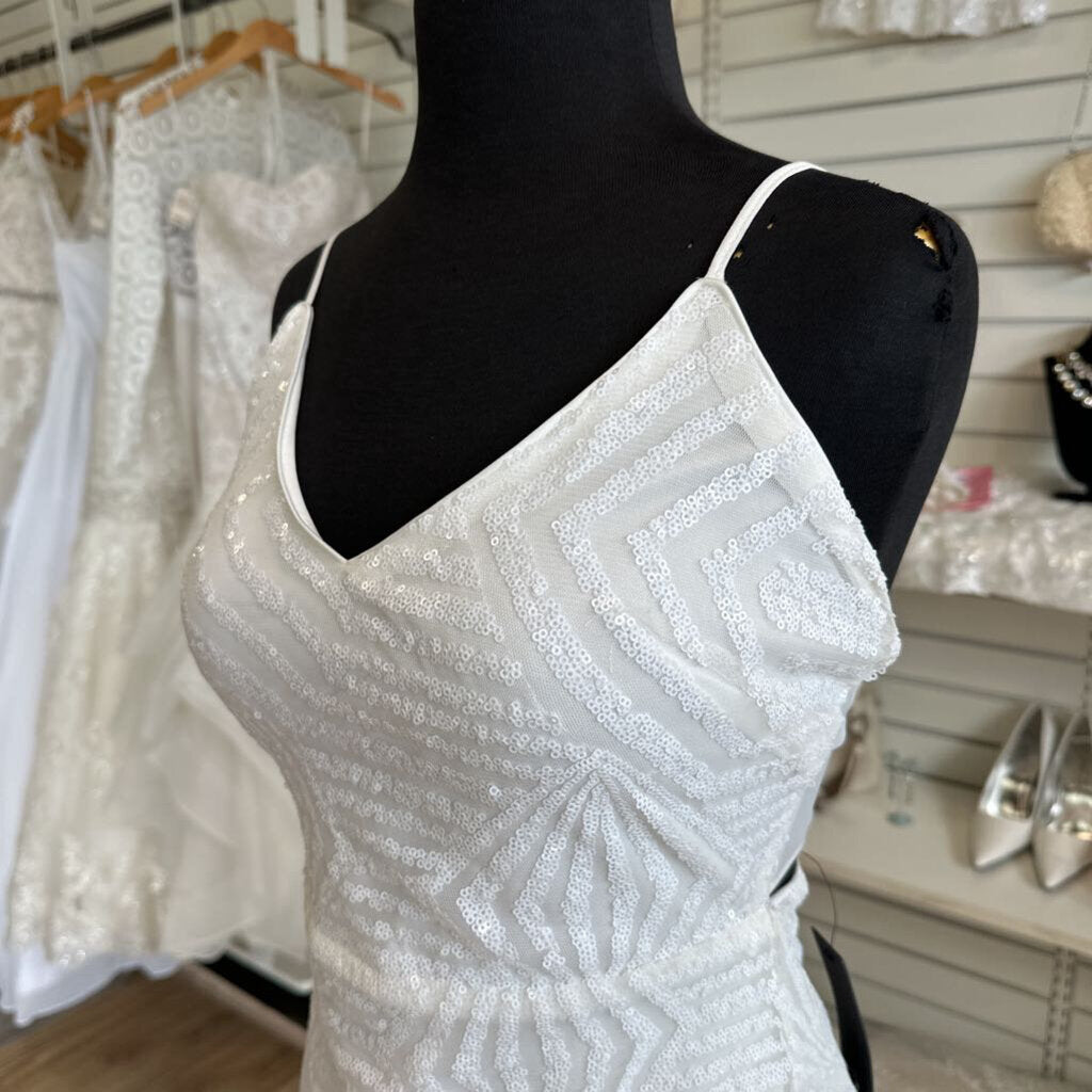 Lulus White Sequin Print Short Formal Dress Small