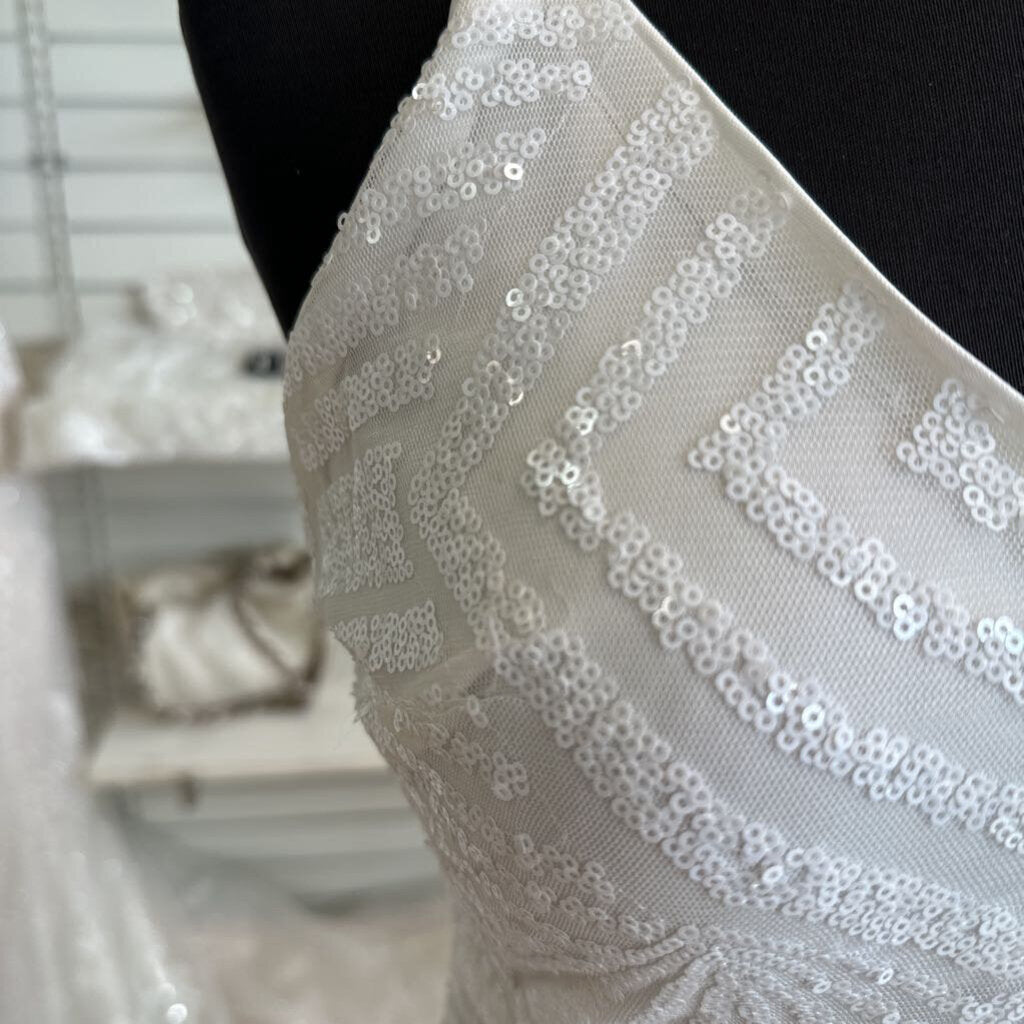 Lulus White Sequin Print Short Formal Dress Small