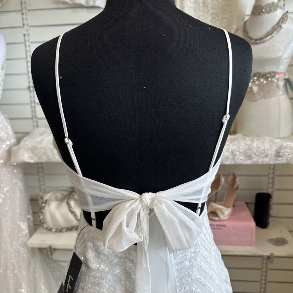 Lulus White Sequin Print Short Formal Dress Small