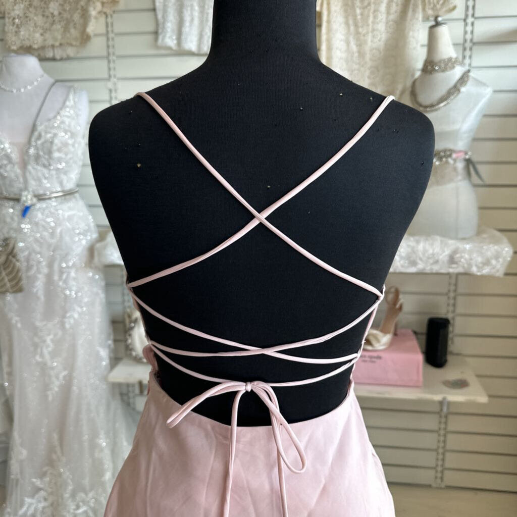 Princess Polly Pink Silky Lace Up Back Short Formal Dress 4