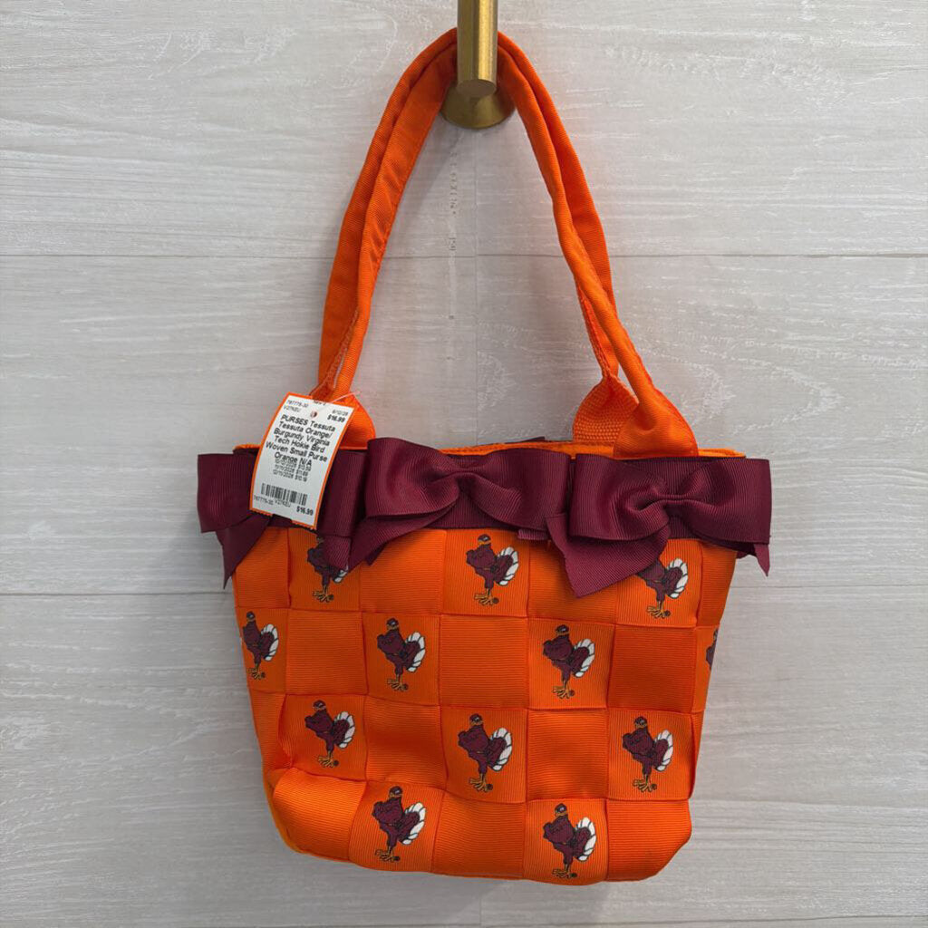 Tessuta Orange/ Burgundy Virginia Tech Hokie Bird Woven Small Purse