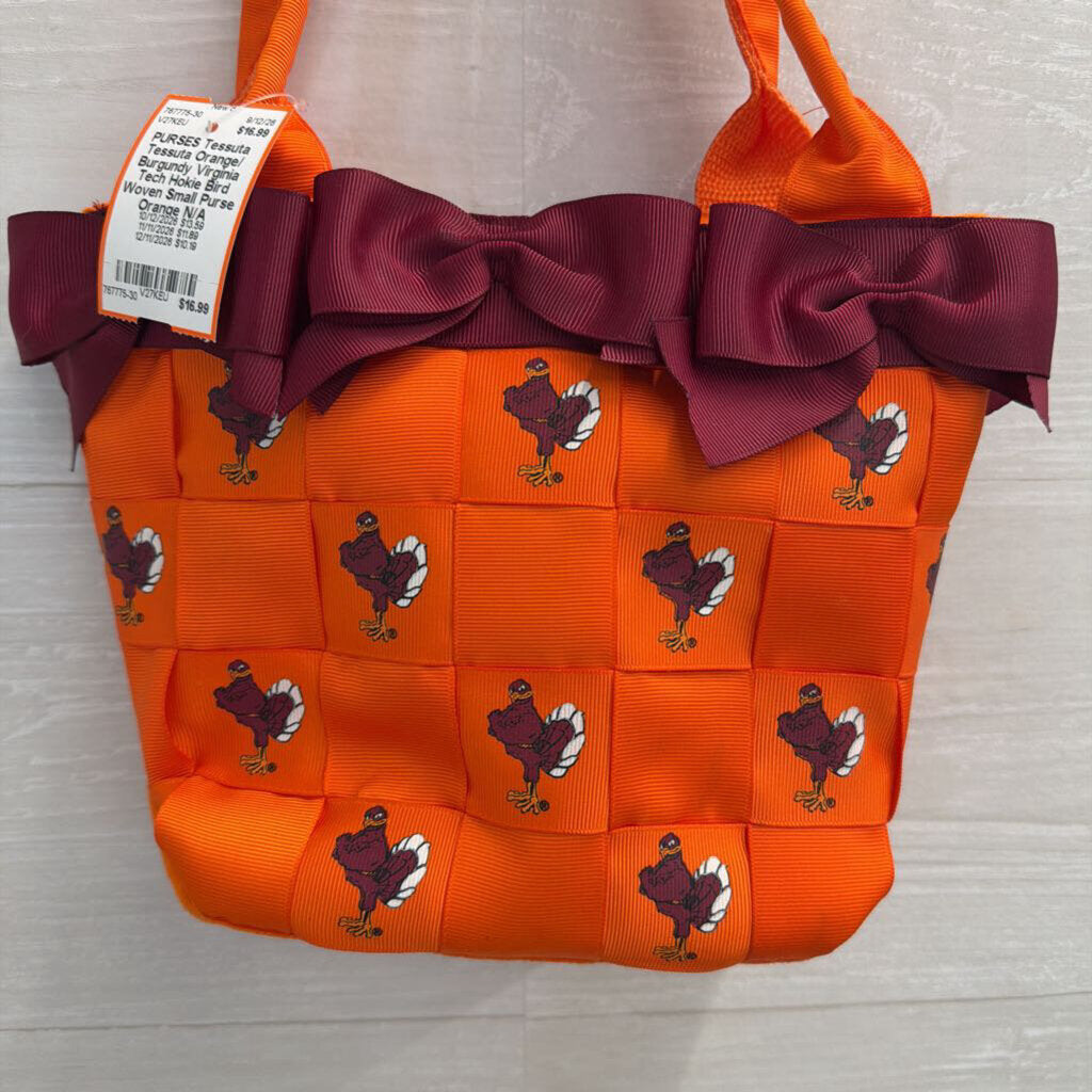 Tessuta Orange/ Burgundy Virginia Tech Hokie Bird Woven Small Purse