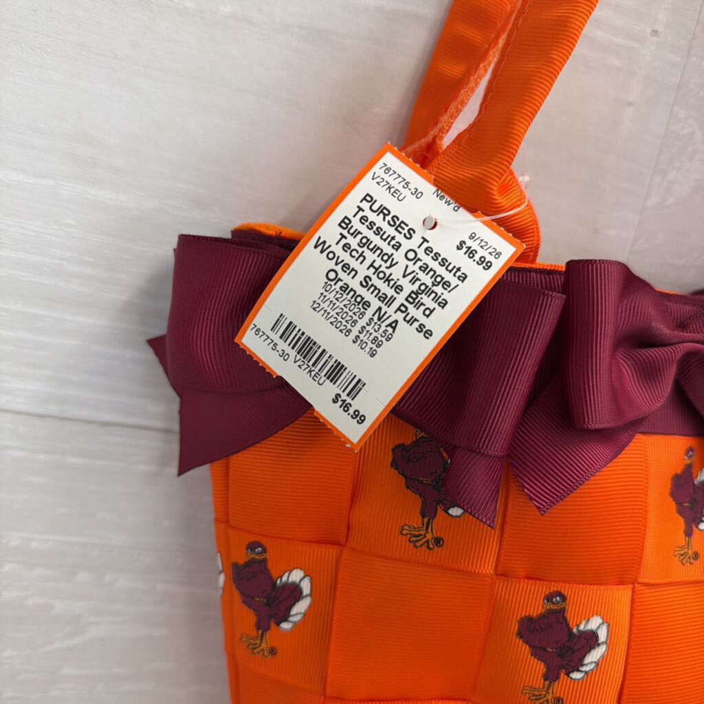 Tessuta Orange/ Burgundy Virginia Tech Hokie Bird Woven Small Purse