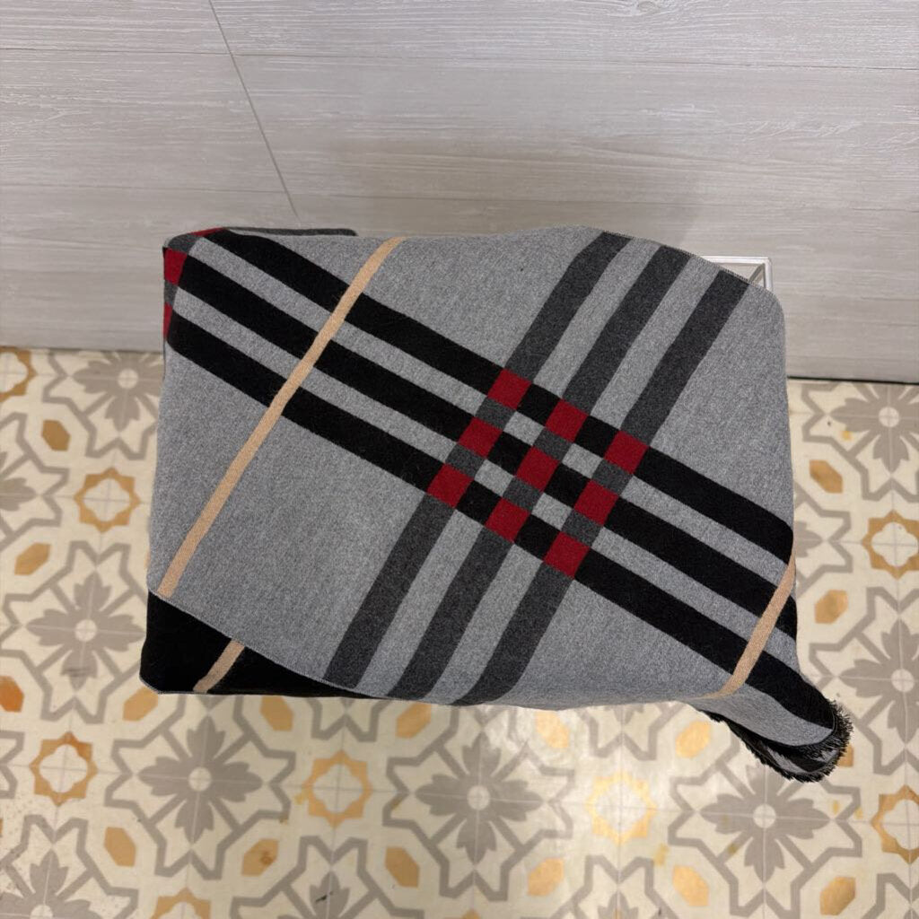 Mio Marino Grey/ Red Soft Plaid Scarf
