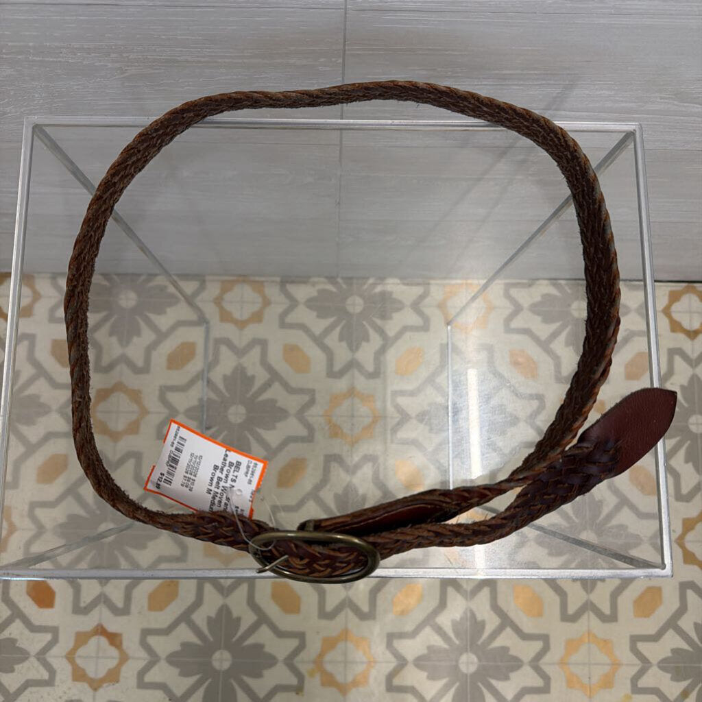 Brown Woven Leather Belt Medium