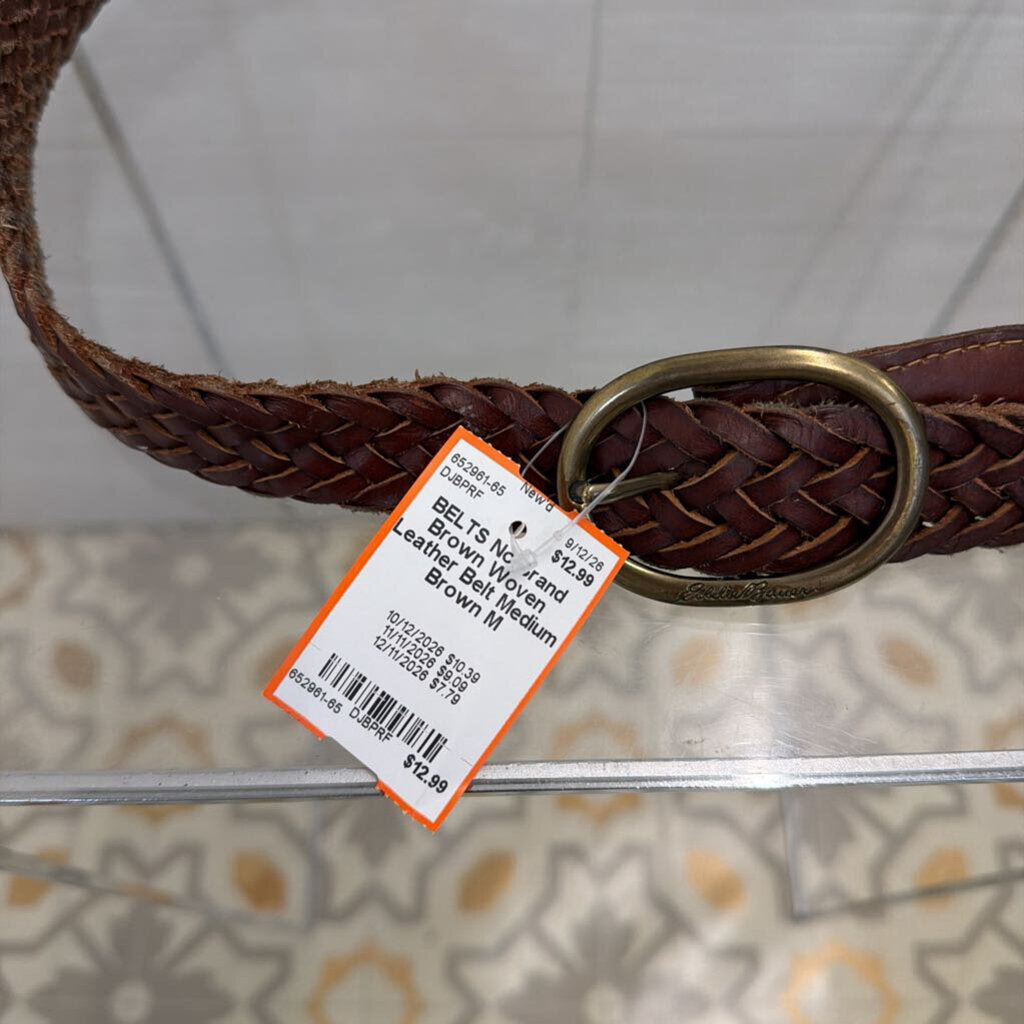 Brown Woven Leather Belt Medium