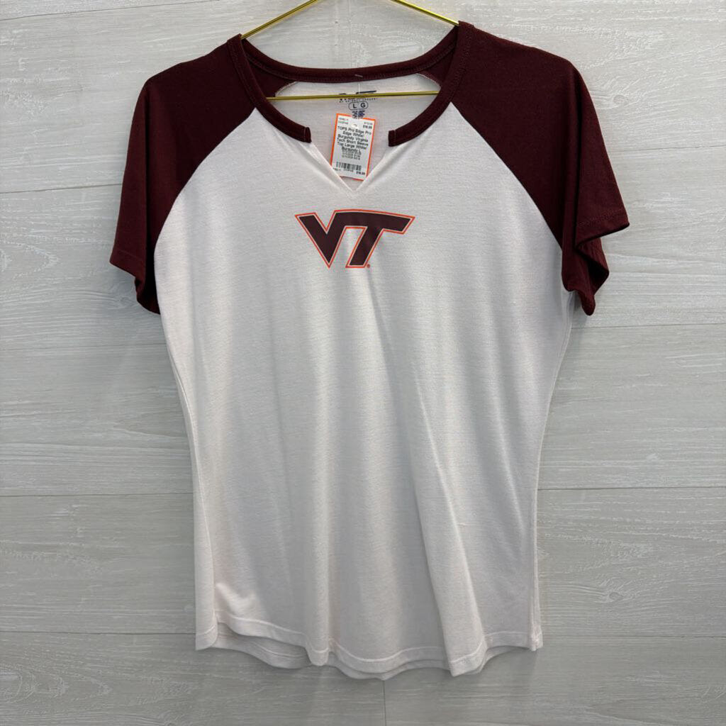 Pro Edge White/ Burgundy Virginia Tech Short Sleeve Top Large