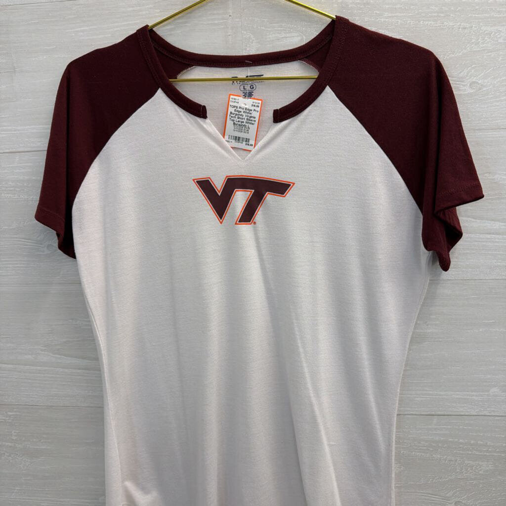 Pro Edge White/ Burgundy Virginia Tech Short Sleeve Top Large