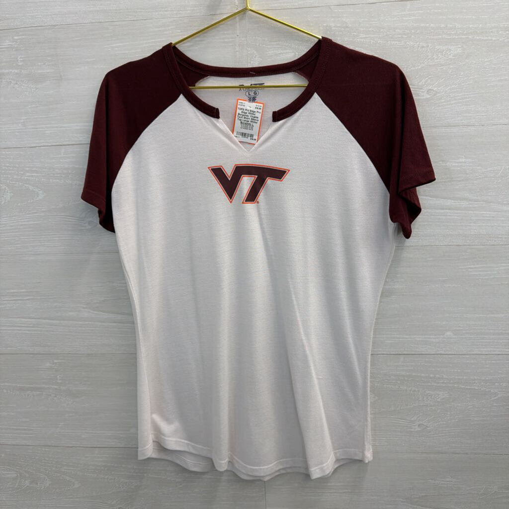Pro Edge White/ Burgundy Virginia Tech Short Sleeve Top Large